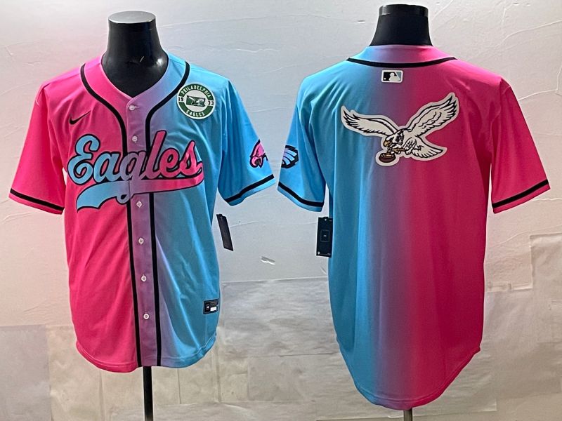 Men 2025 Philadelphia Eagles Blank Blue pink Nike Limited NFL Jersey style 016->philadelphia eagles->NFL Jersey